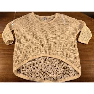 Vintage Undercover Beachwear Coverup Beige Size M Hi Lo Open Knit Made USA